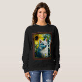 Alaskan Klee Kai Painting Sunflower Flower Mom Wom スウェットシャツ (正面フル)