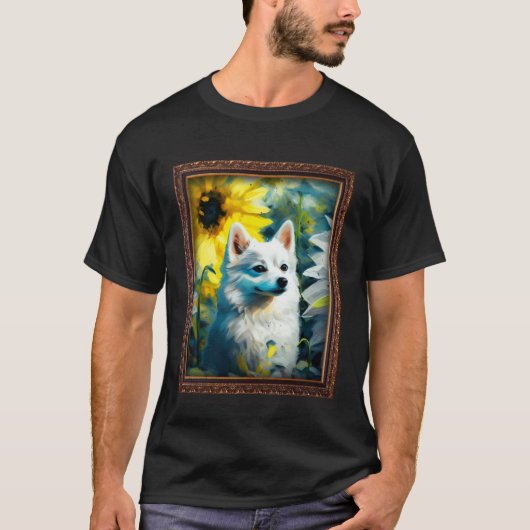 Alaskan Klee Kai Painting Sunflower Flower Mom Wom Tシャツ (正面)