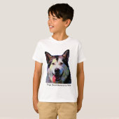 Alaskan Malamuteまぶしい「Kiska」ボーイズTシャツ Tシャツ (正面フル)