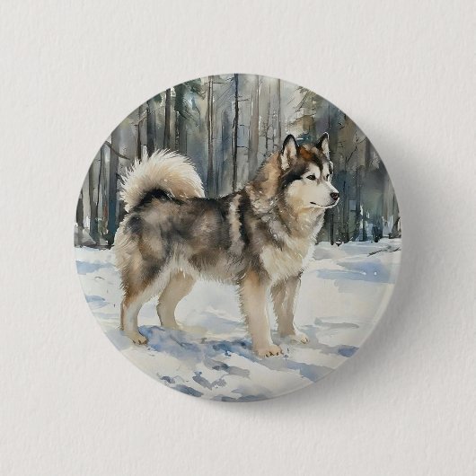 Alaskan Malamute 缶バッジ (正面)