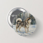 Alaskan Malamute 缶バッジ (正面&裏面)