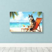 Alaskan Malamute Beach Scene キャンバスプリント (インサイチュ (ウッドフロア))