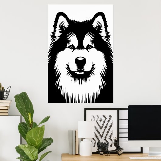 Alaskan Malamute Chic & Stunning Pop Art Poster ポスター (ホームオフィス)