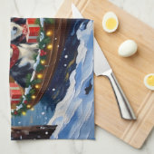 Alaskan Malamute Christmas Boat Holiday キッチンタオル (四つ折り)