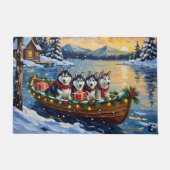 Alaskan Malamute Christmas Boat Holiday ドアマット (正面)