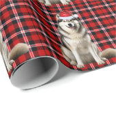 Alaskan Malamute Dog and Holiday Plaid Christmas ラッピングペーパー (ロールコーナー)