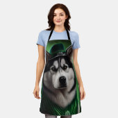 Alaskan Malamute dog in St. Patrick's Day Dress エプロン (着用した状態)