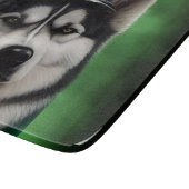 Alaskan Malamute dog in St. Patrick's Day Dress カッティングボード (角)