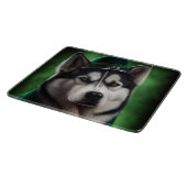 Alaskan Malamute dog in St. Patrick's Day Dress カッティングボード (角)