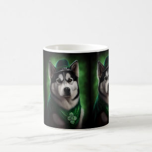 Alaskan Malamute dog in St. Patrick's Day Dress コーヒーマグカップ