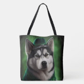 Alaskan Malamute dog in St. Patrick's Day Dress トートバッグ (裏面)