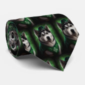 Alaskan Malamute dog in St. Patrick's Day Dress ネクタイ (ロール)