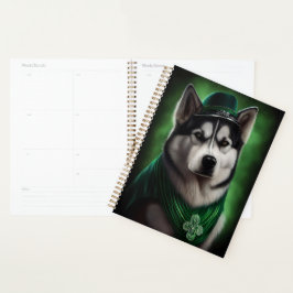 Alaskan Malamute dog in St. Patrick's Day Dress プランナー手帳