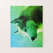 Alaskan Malamute Dog Photograph | Green Blue ジグソーパズル (縦)