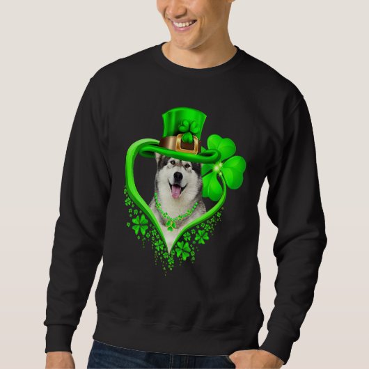 Alaskan Malamute Dog St Patricks Day Lover Irish S スウェットシャツ (正面)