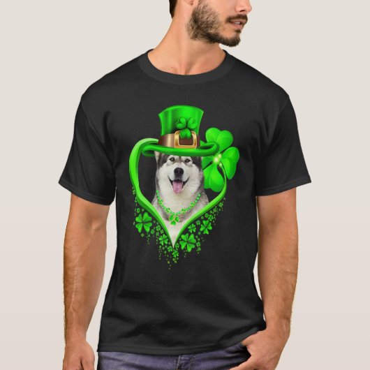 Alaskan Malamute Dog St Patricks Day Lover Irish S Tシャツ (正面)