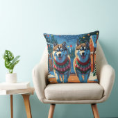 Alaskan Malamute Dogs Christmas Snow Holiday  クッション (椅子)