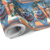 Alaskan Malamute Dogs Christmas Snow Holiday  ラッピングペーパー (ロールコーナー)