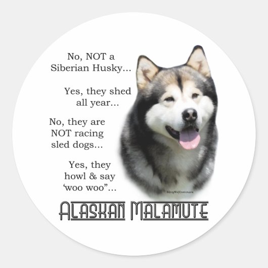Alaskan Malamute FAQステッカー ラウンドシール (正面)