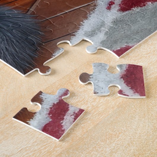 Alaskan Malamute Fireplace with Christmas Lights ジグソーパズル (側面)