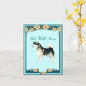 Alaskan Malamute Get Well Greeting Card カード (黄色い花)