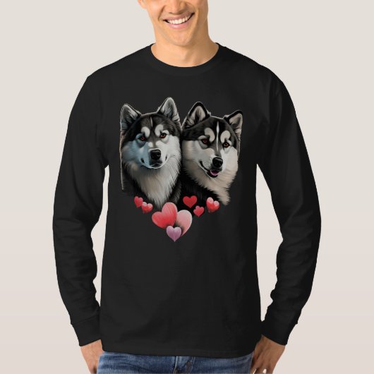 Alaskan Malamute Love Heart on Alaskan Malamute   Tシャツ (正面)