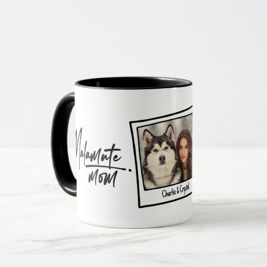Alaskan Malamute Mom Custom Photo & Name Fun Chic マグカップ (正面左)