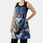 Alaskan Malamute North Pole Winter Christmas エプロン (インサイチュ)