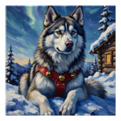 Alaskan Malamute North Pole Winter Christmas ポスター (正面)