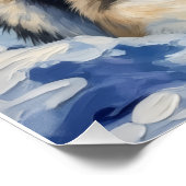 Alaskan Malamute North Pole Winter Christmas ポスター (コーナー)