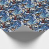 Alaskan Malamute North Pole Winter Christmas ラッピングペーパー (角)