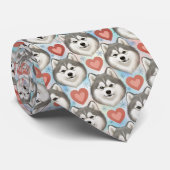 Alaskan Malamute Valentine Hearts Pattern Dog Love ネクタイ (ロール)