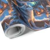 Alaskan Malamute With Christmas Lights Holiday ラッピングペーパー (ロールコーナー)