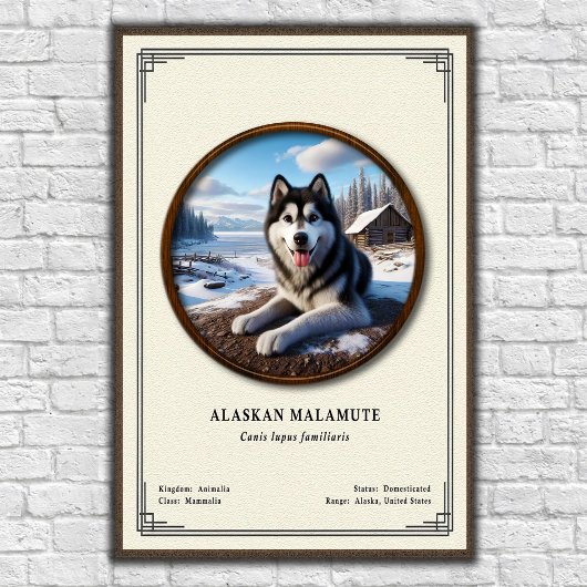Alaskan Malamute Zoology Series ポスター