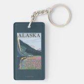AlaskaRailroadおよびFireweedのヴィンテージ旅行 キーホルダー (裏面)