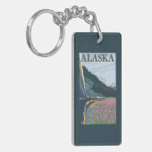 AlaskaRailroadおよびFireweedのヴィンテージ旅行 キーホルダー (正面左)