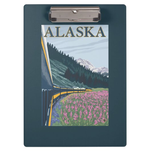 AlaskaRailroadおよびFireweedのヴィンテージ旅行 クリップボード (正面)