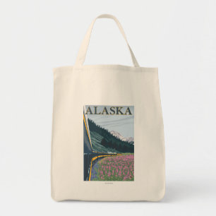 AlaskaRailroadおよびFireweedのヴィンテージ旅行 トートバッグ