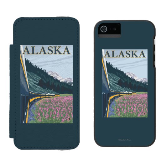 AlaskaRailroadおよびFireweedのヴィンテージ旅行 Incipio iPhoneウォレットケース (並び)