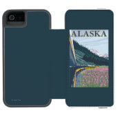 AlaskaRailroadおよびFireweedのヴィンテージ旅行 Incipio iPhoneウォレットケース (フォリオオープン)