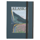AlaskaRailroadおよびFireweedのヴィンテージ旅行 iPad Airケース (正面(閉時))