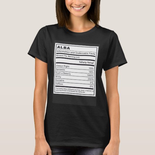 Alba Information and Undeniable Facts Tシャツ (正面)
