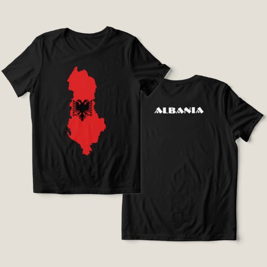 ALBANIAカスタマイズ可能なブラック観光客 トライブレンドTシャツ (デザイン正面&裏面)