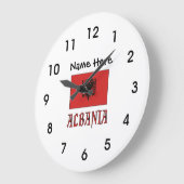 Albania and Albanian Flag with Your Name Large Clo ラージ壁時計 (傾斜)