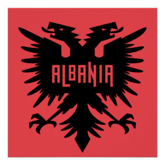 Albania Country Flag and Fan Design ポスター