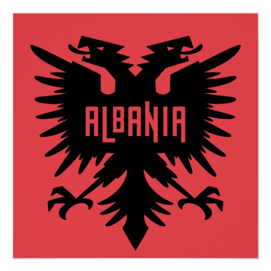 Albania Country Flag and Fan Design ポスター (正面)