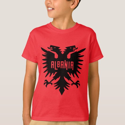 Albania Country Flag and Fan Design Tシャツ (正面)