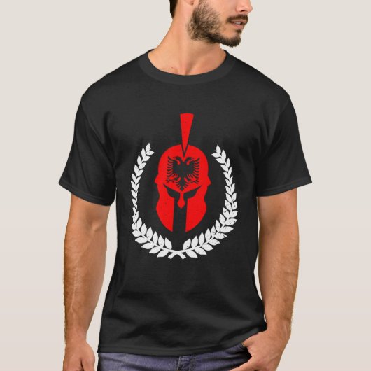 Albania Eagle Flag Kosovo Shqiptar illyrian helmet Tシャツ (正面)