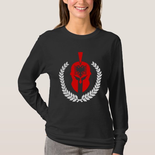 Albania Eagle Flag Kosovo Shqiptar illyrian helmet Tシャツ (正面)