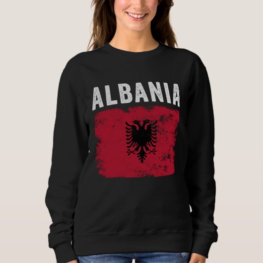 Albania Flag Distressed  Men Women Kids  Albanian  スウェットシャツ (正面)